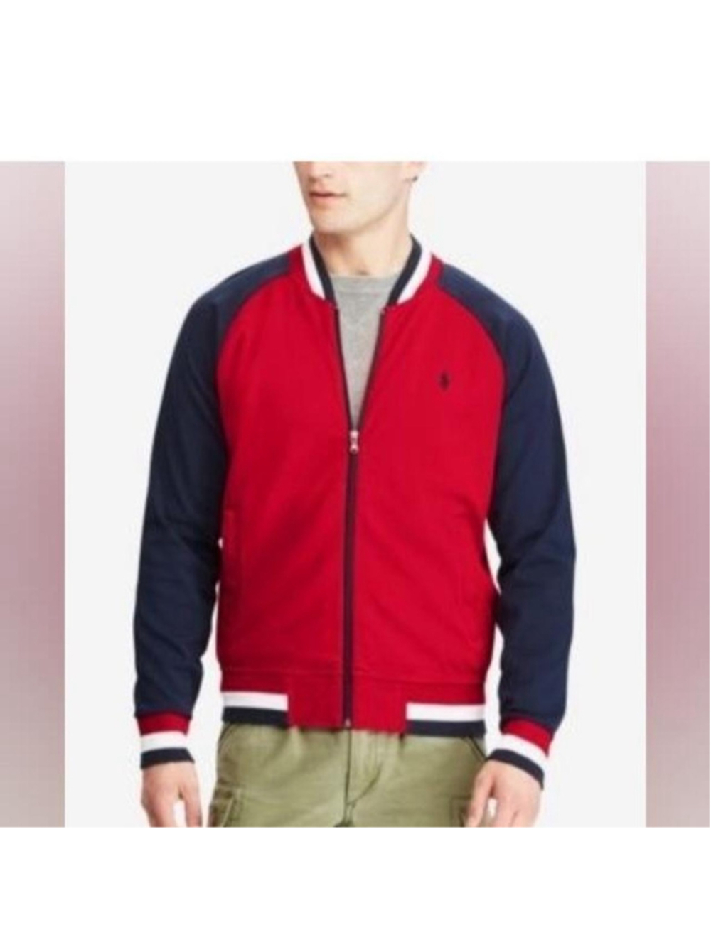 Polo Ralph Lauren red & navy blue Baseball Jacket - Size L